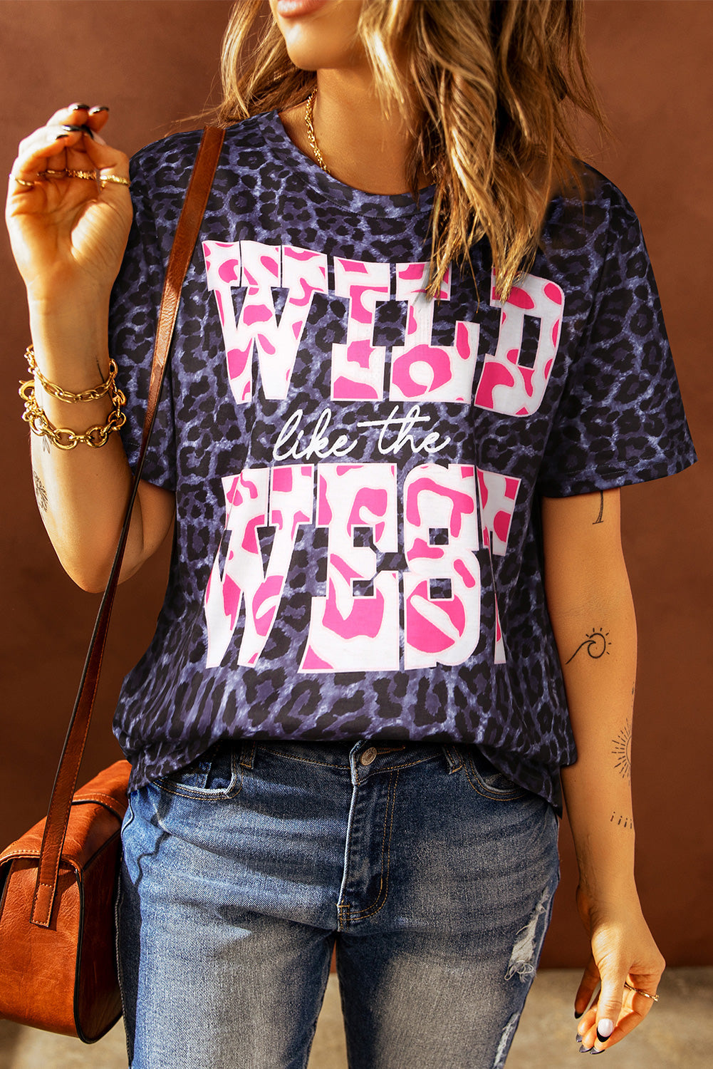 Slogan Graphic Leopard Tee The Stout Steer