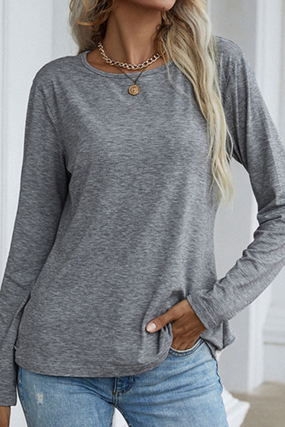 Spliced Lace Ruffled Long Sleeve Tee The Stout Steer