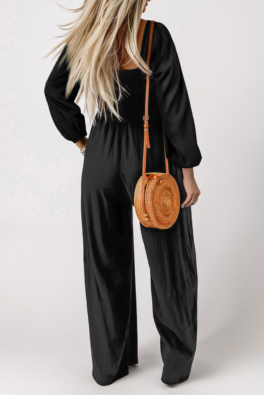 Square Neck Raglan Sleeve Jumpsuit with Pocket The Stout Steer