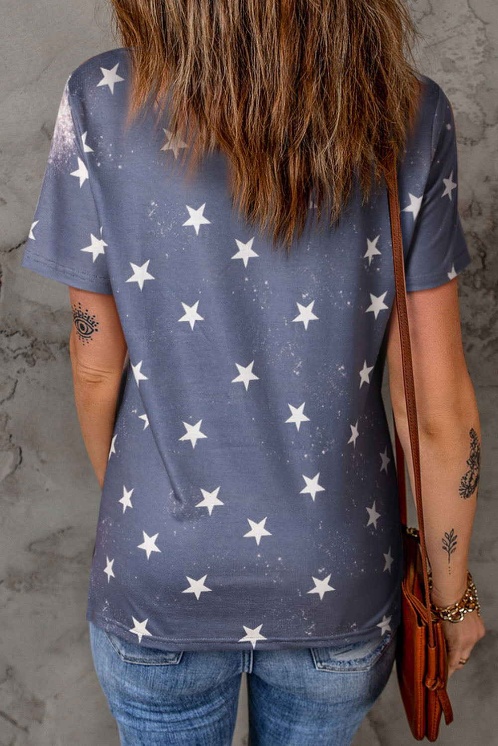 Star Print Graphic Round Neck Tee The Stout Steer
