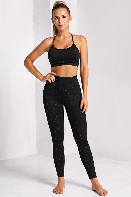 Star Print Sports Bra and Leggings Set The Stout Steer