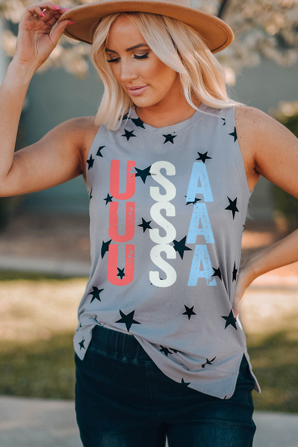 Star Print USA Slit Tank The Stout Steer