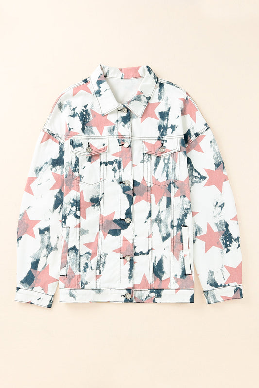 Star Tie-Dye Button Down Denim Jacket The Stout Steer