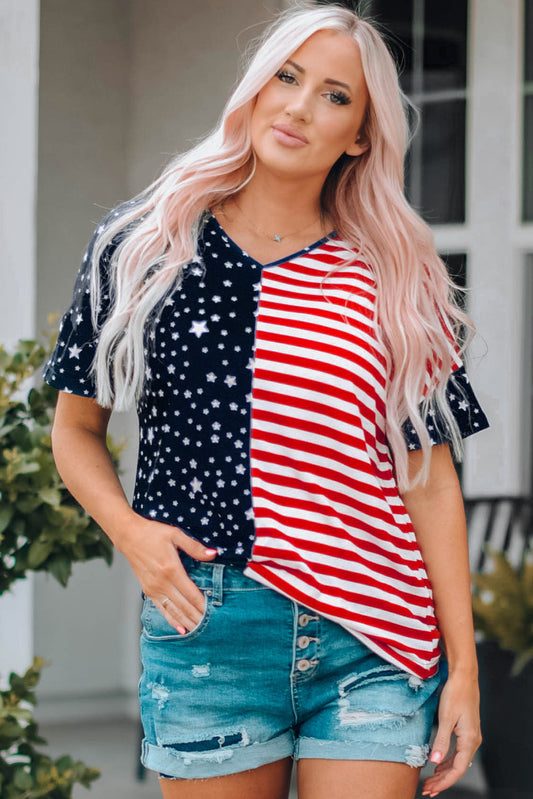 Stars and Stripes V-Neck Tee The Stout Steer