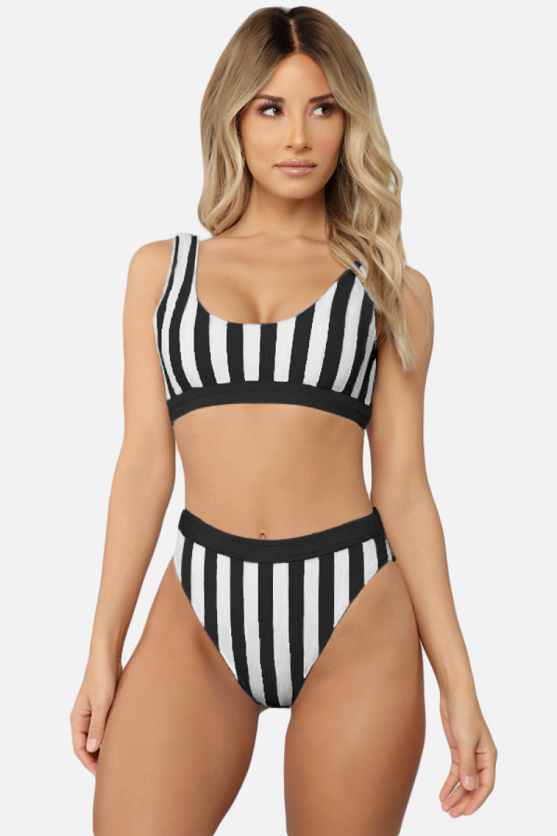Striped Tank High Waist Bikini The Stout Steer