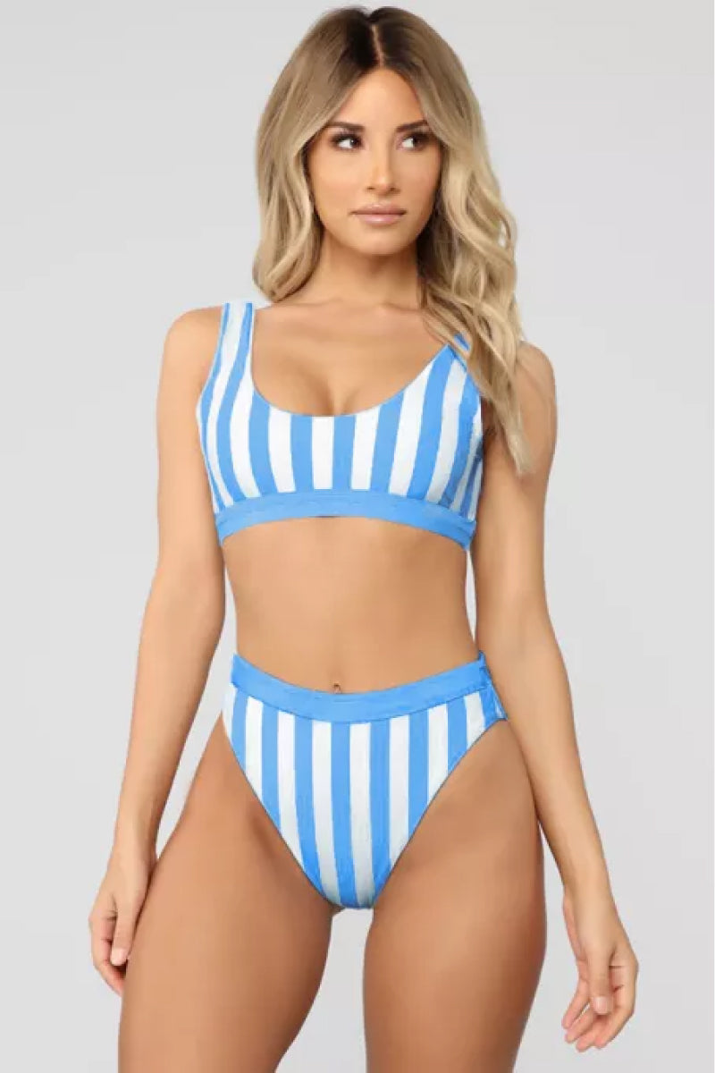 Striped Tank High Waist Bikini The Stout Steer