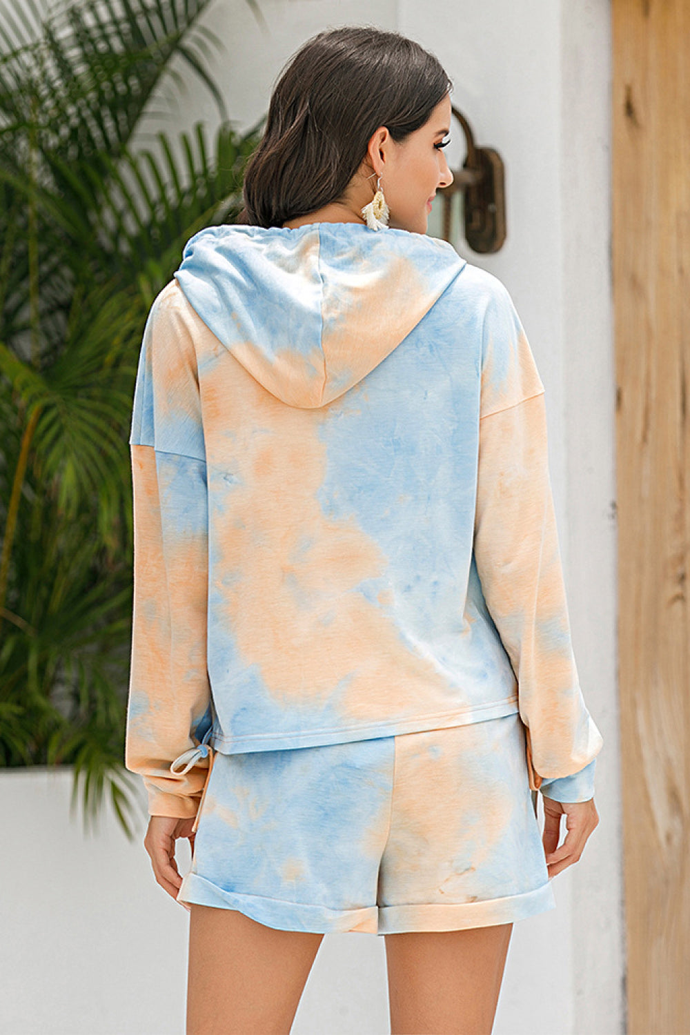 Tie-Dye Drawstring Hoodie and Shorts Set The Stout Steer