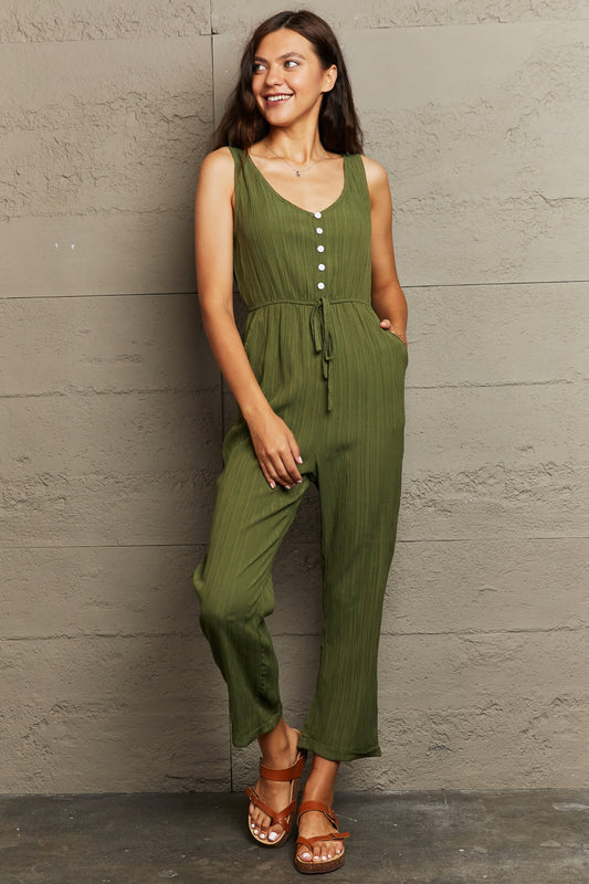 Tied Sleeveless Jumpsuit with Pockets The Stout Steer