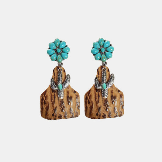 Turquoise Cactus Dangle Earrings The Stout Steer