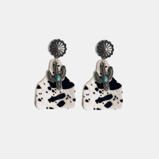 Turquoise Decor Cactus Alloy Earrings The Stout Steer