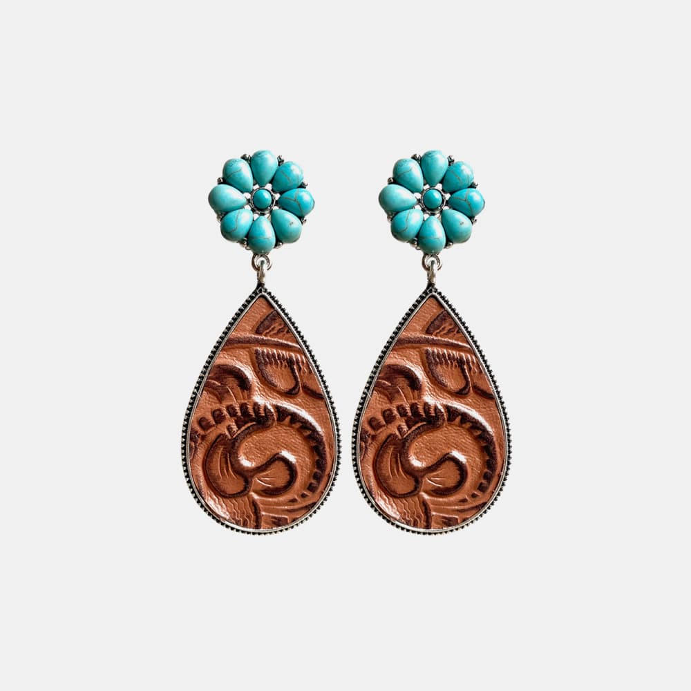 Turquoise Flower Teardrop Earrings The Stout Steer