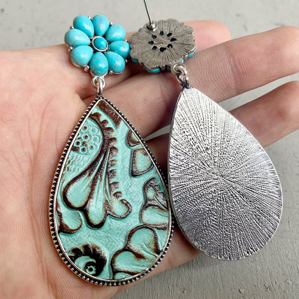 Turquoise Flower Teardrop Earrings The Stout Steer