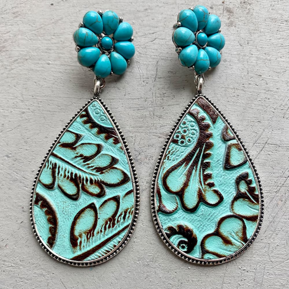 Turquoise Flower Teardrop Earrings The Stout Steer