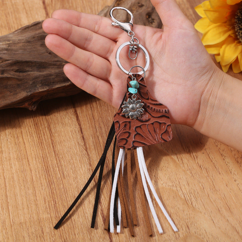 Turquoise Fringe Detail Key Chain The Stout Steer