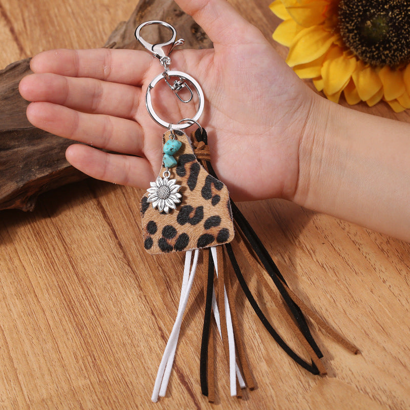 Turquoise Fringe Detail Key Chain The Stout Steer