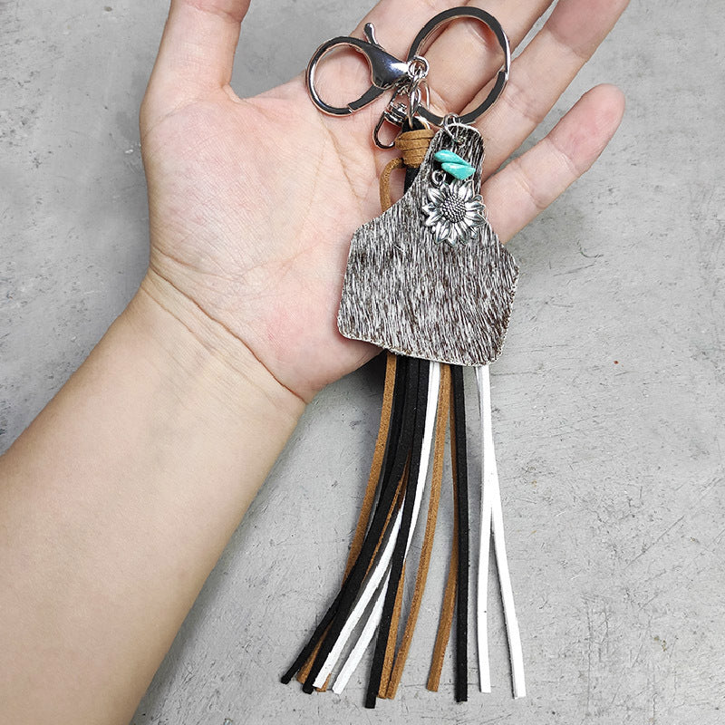 Turquoise Fringe Detail Key Chain The Stout Steer