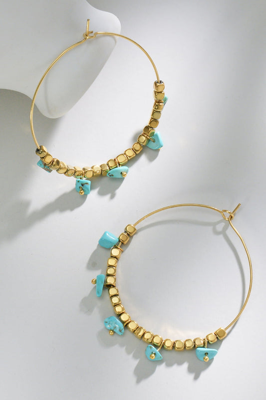 Turquoise Stainless Steel Hoop Earrings The Stout Steer