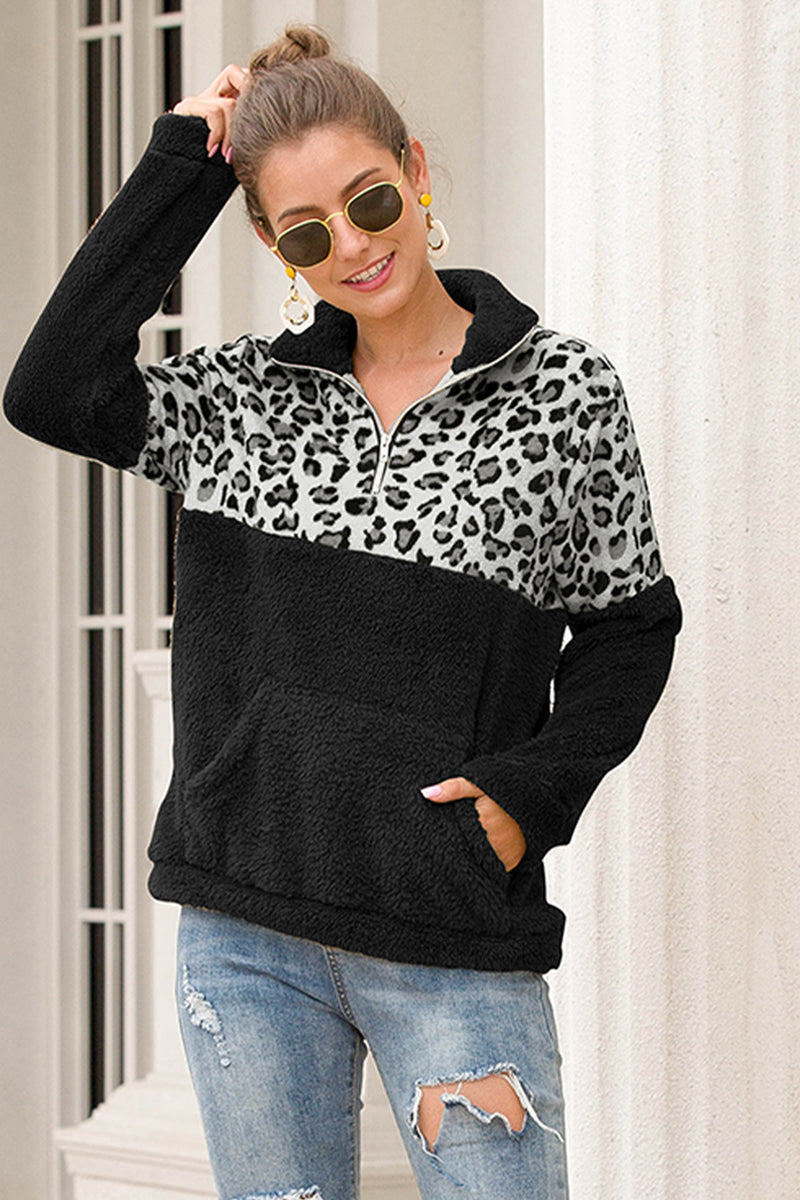 Two-Tone Zip-Up Turtle Neck Dropped Shoulder Sweatshirt The Stout Steer