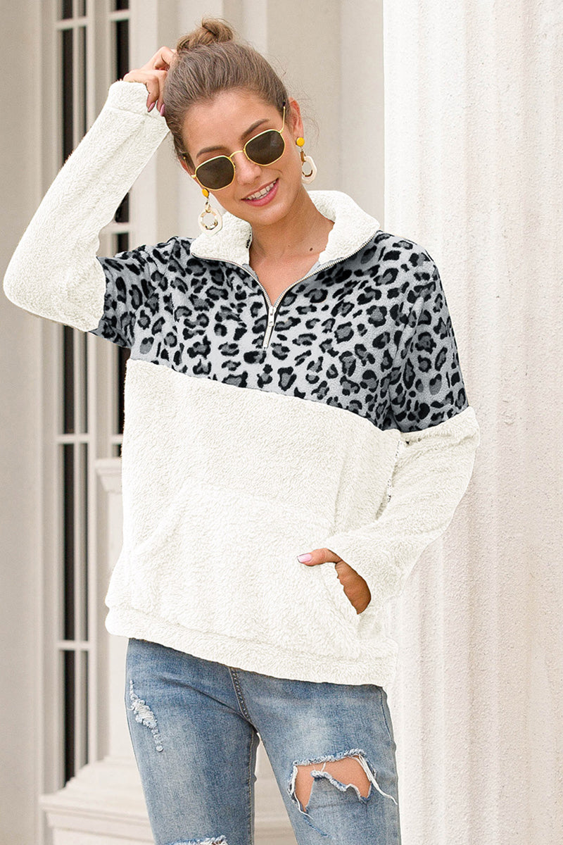 Two-Tone Zip-Up Turtle Neck Dropped Shoulder Sweatshirt The Stout Steer