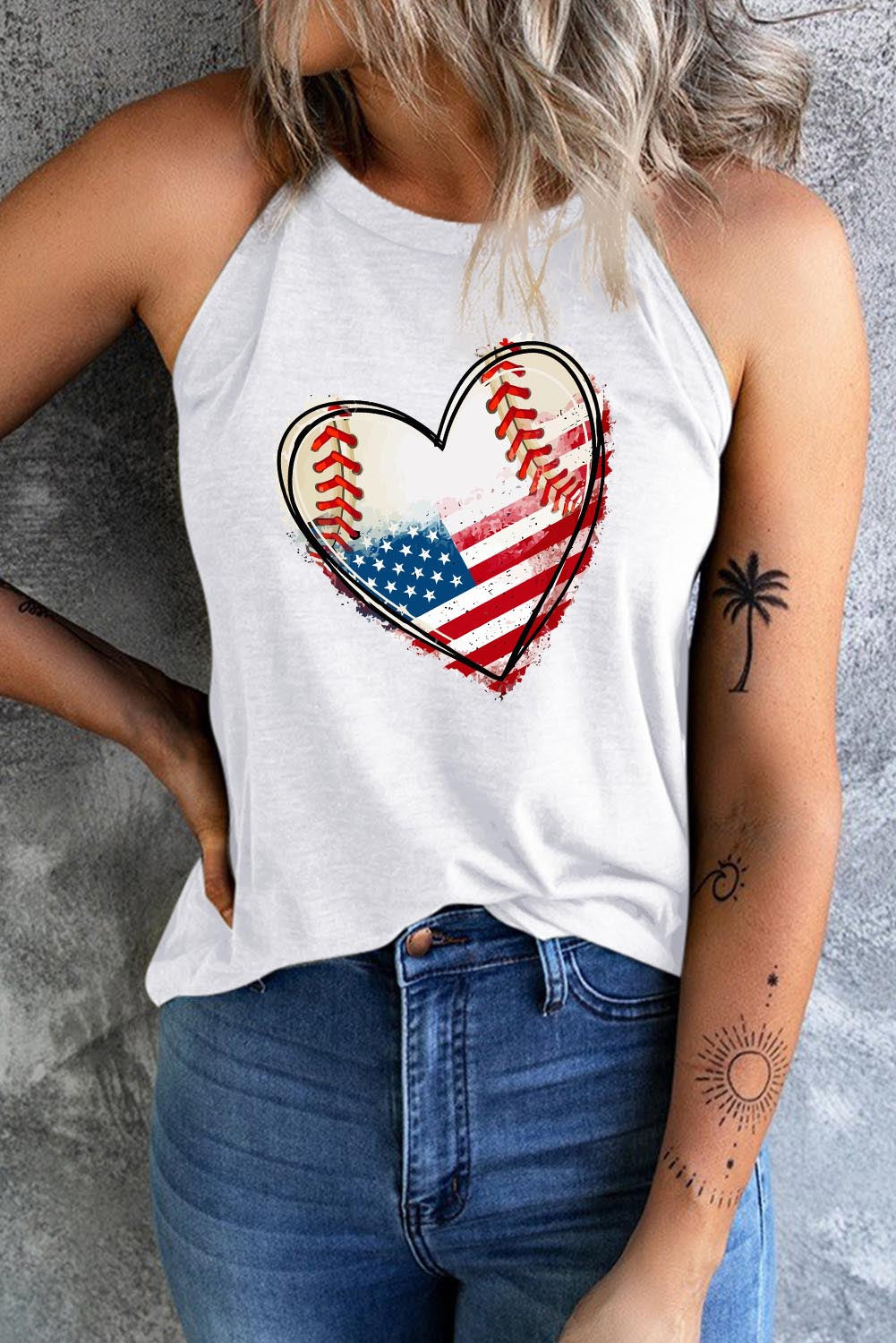 US Flag Heart Graphic Tank The Stout Steer