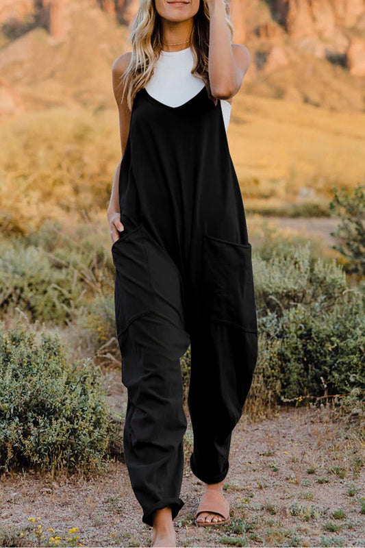 V-Neck Sleeveless Jumpsuit with Pocket The Stout Steer