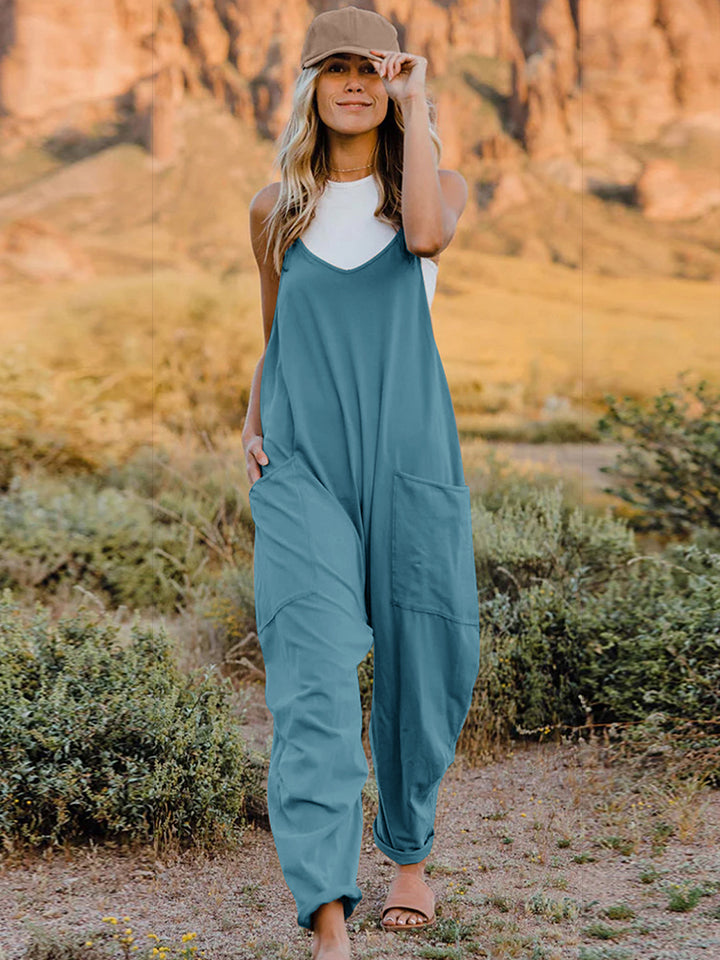 V-Neck Sleeveless Jumpsuit with Pocket The Stout Steer