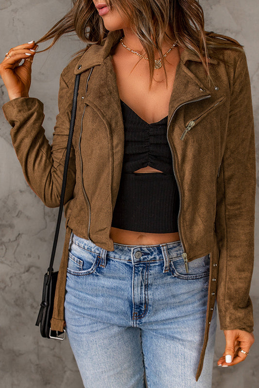 Vegan Suede Zip Detail Jacket The Stout Steer