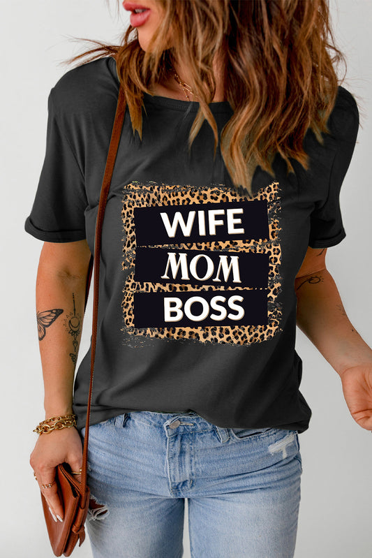 WIFE MOM BOSS Leopard Graphic Tee The Stout Steer