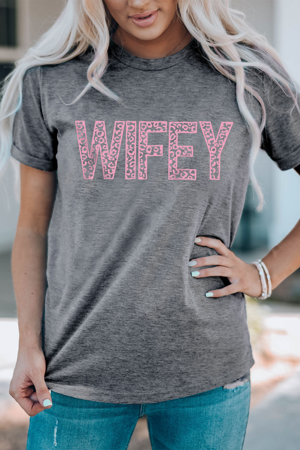 WIFEY Leopard Graphic Short Sleeve Tee The Stout Steer