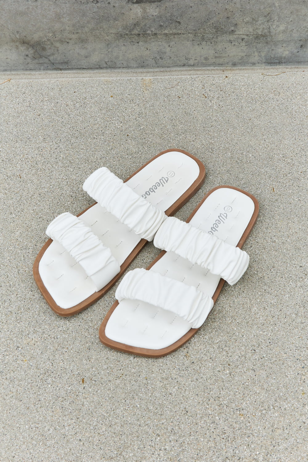 Weeboo Double Strap Scrunch Sandal in White The Stout Steer