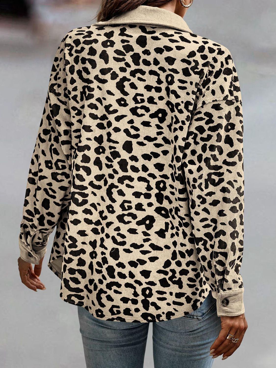 Full Size Leopard Buttoned Jacket